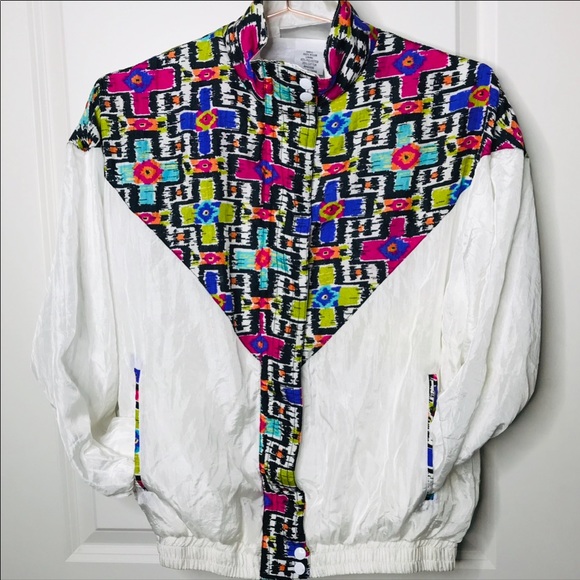 Vintage Colorful Print Windbreaker Jacket Size M - Picture 4 of 12